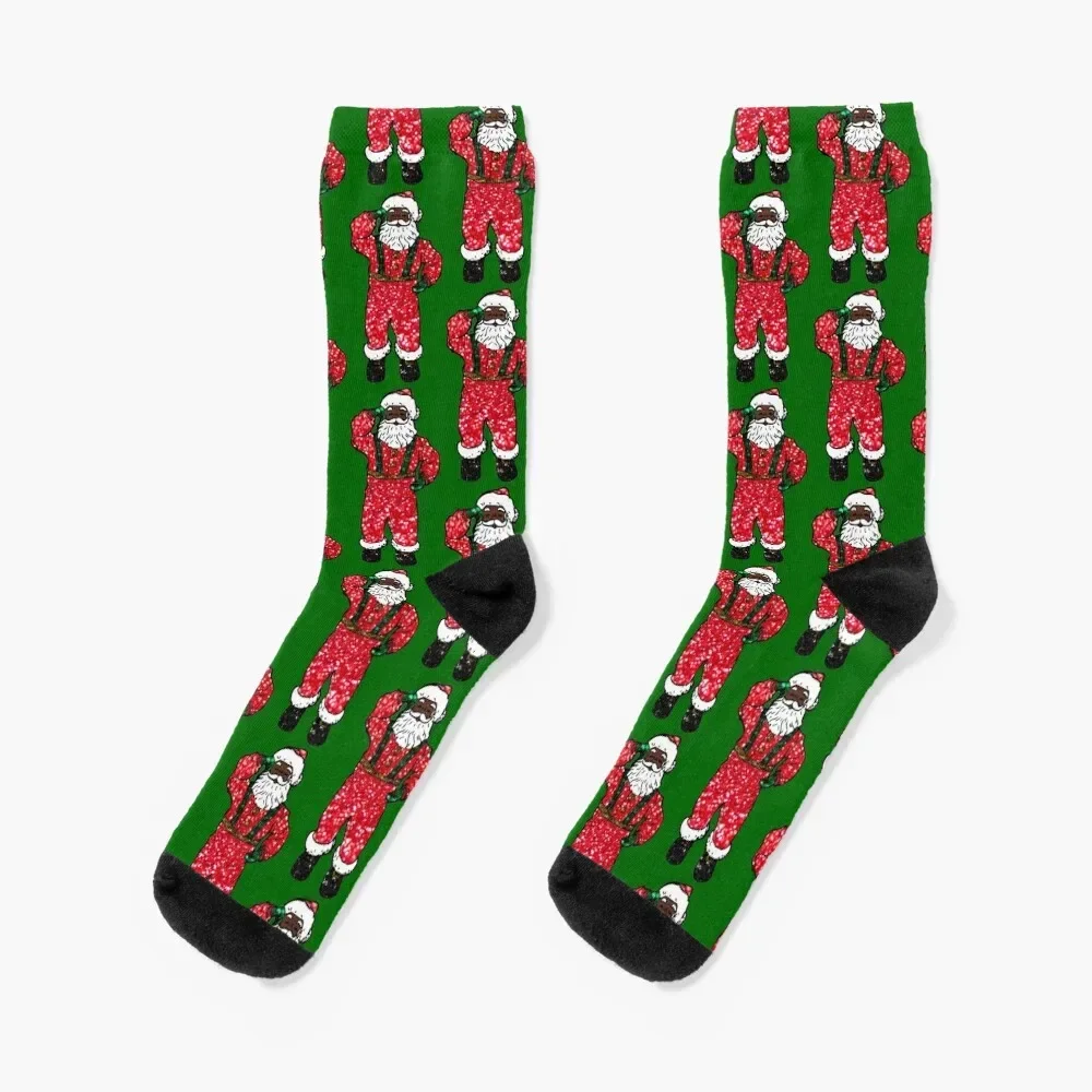 

glitter print black santa claus Socks Novelties designer brand hockey Socks Ladies Men's