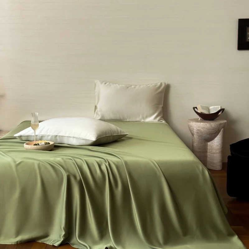 1pc Flat Sheet Plain Solid Bed Sheet Breathable Silky Lyocell Bedspread Cooling Soft Silky Home Hotel  Bed Linens 274*259cm