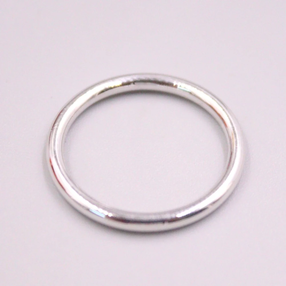 

Real Pure 18K White Gold Band Men Women Lucky Smooth Glossy Round Circle Ring 0.95g