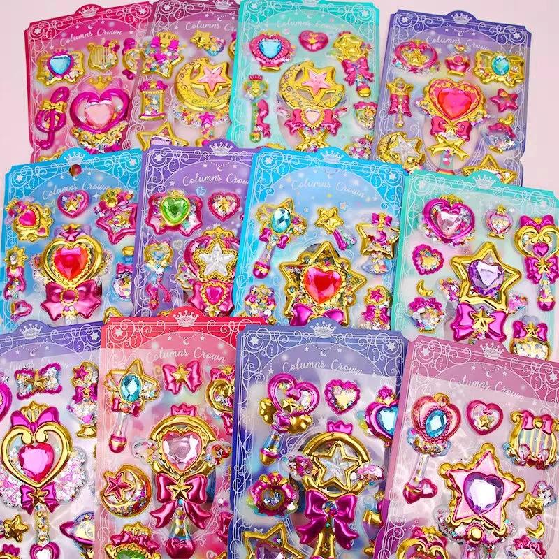 12styles Colorful Sparkling Gemstone 3D Stickers Cute DIY Puffy Stickers Journal Stationery Decoration Stickers Holiday Gifts