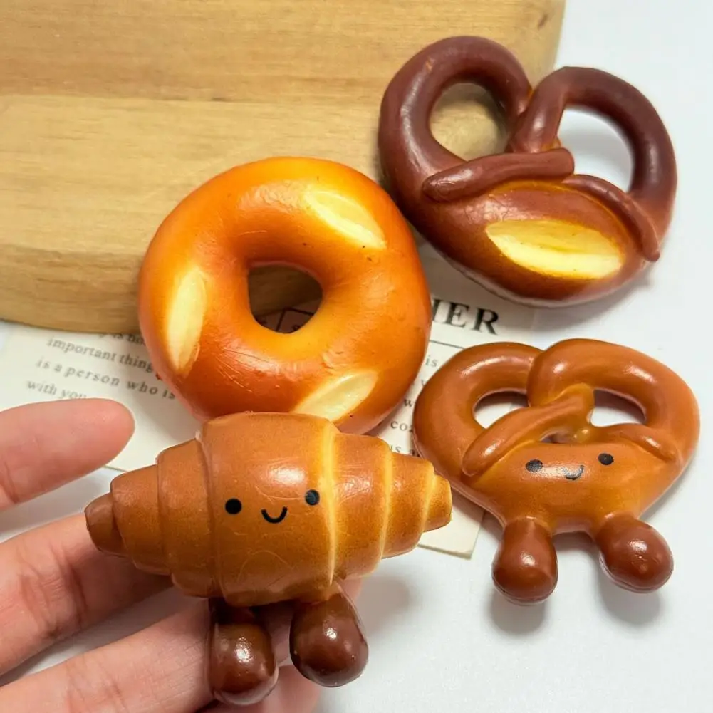 Cute Simulation Bread Keychain 2Pcs Set Solid Texture Bag Phone Pendant Healing Decor for Friend Birthday Small Gift