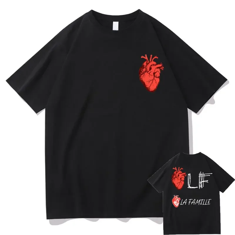 Lf La Tamille Heart Tshirt Le Monde Chico Album PNL The Family T-shirts Men Women Hip-Hop Oversized T Shirts Man Loose Tops Tees