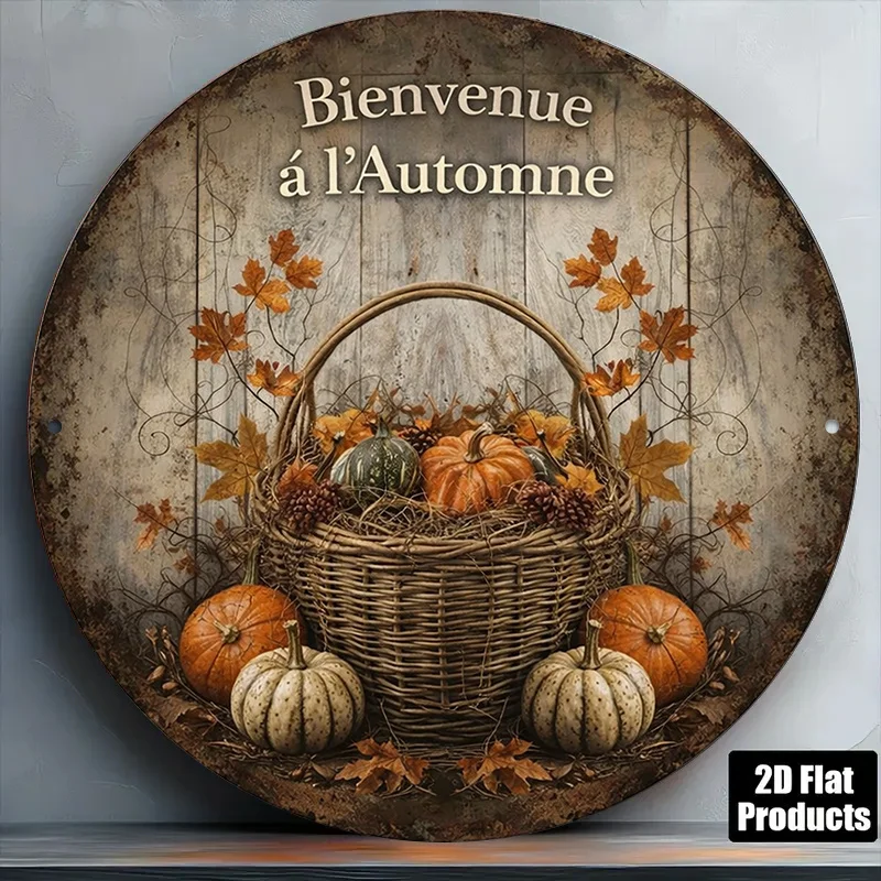 2D Flat 1pc 2D Flat Round Wooden Sign, Retro Wooden Plaque about 