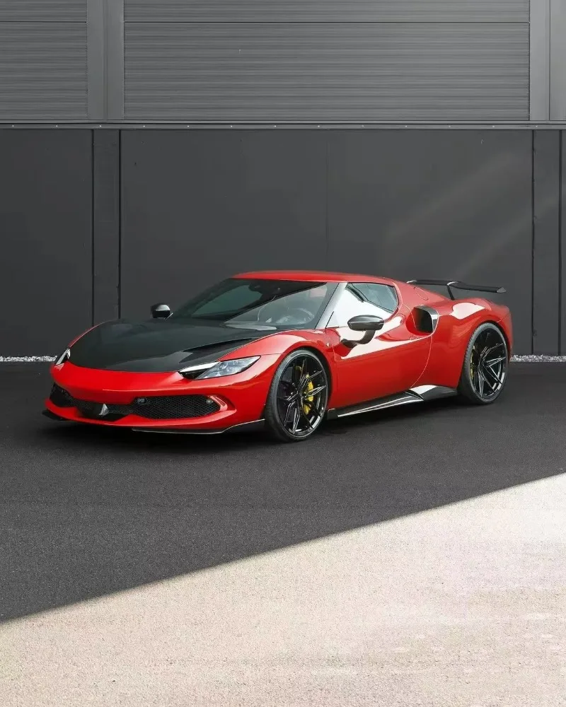 For 296 GTB GTS Carbon Fiber Body Kit 296 GTS GTB N-style Carbon Fiber Anterior Lip Diffuser Spoiler Side Skirt