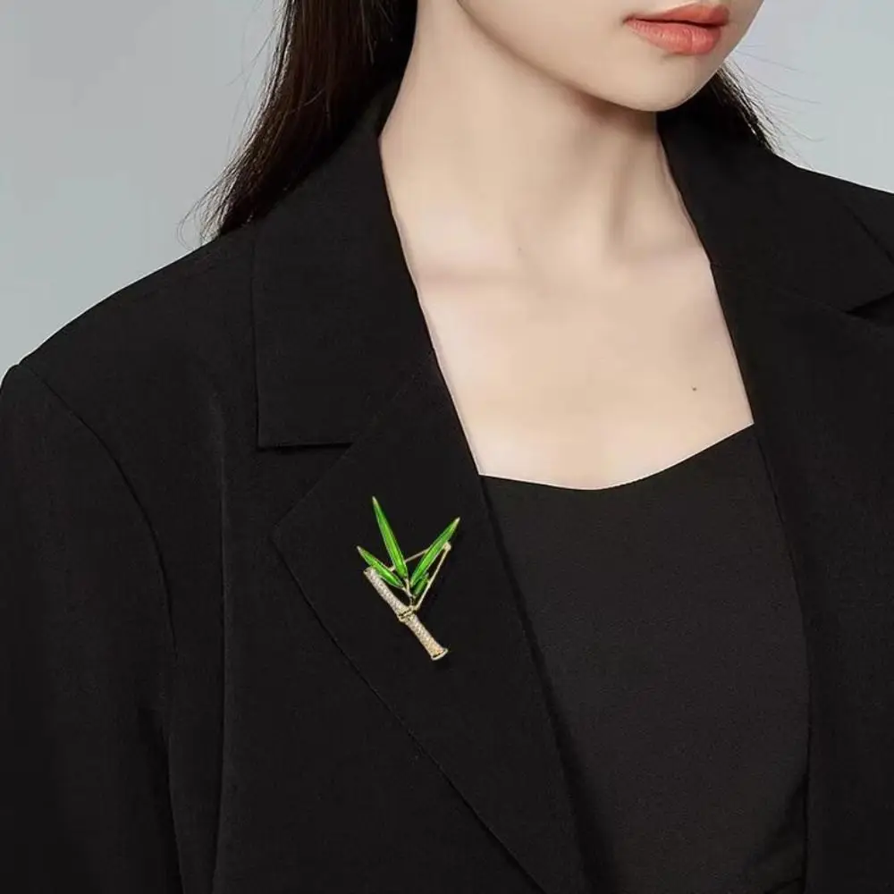 

Alloy Bamboo Shape Brooch Creative Anti-glare Green/silver/gold Chinese Style Lapel Pin Coat Decoration