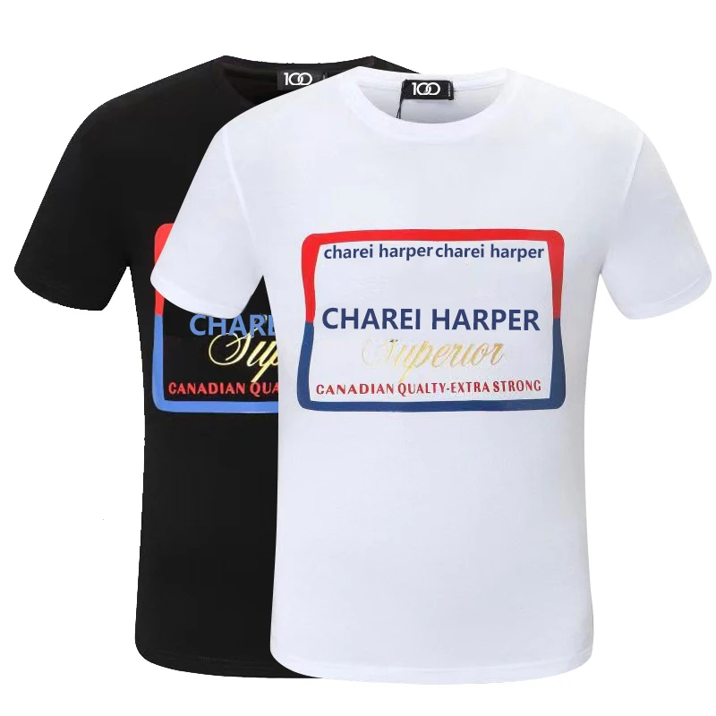 CHAREIHARPER dsq 908 cotton men's short sleeve T-shirt Italian design letter spray print Milan trend fashion casual top T-shirt