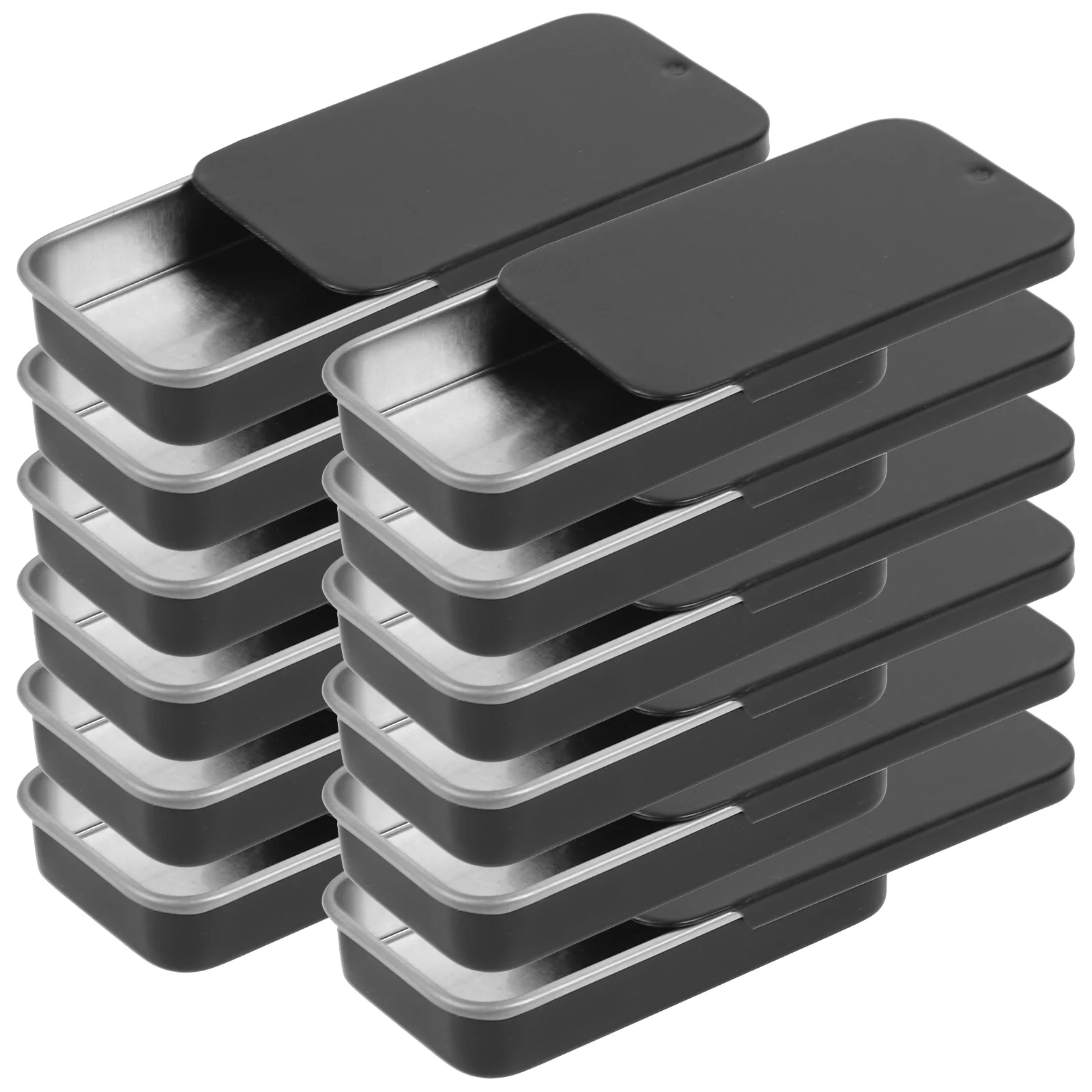 12 Pcs Slide Tin Box Tins Small Case Boxes Kit Toys Pocket Organizer Iron Containers with Lids Metal Make up