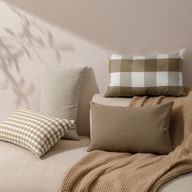 Coffee Buffalo Check Plaid Decorative Throw Pillow Covers 30x50cm 45x45cm Farmhouse Gingham Cushion Cover Gift Pillowcase