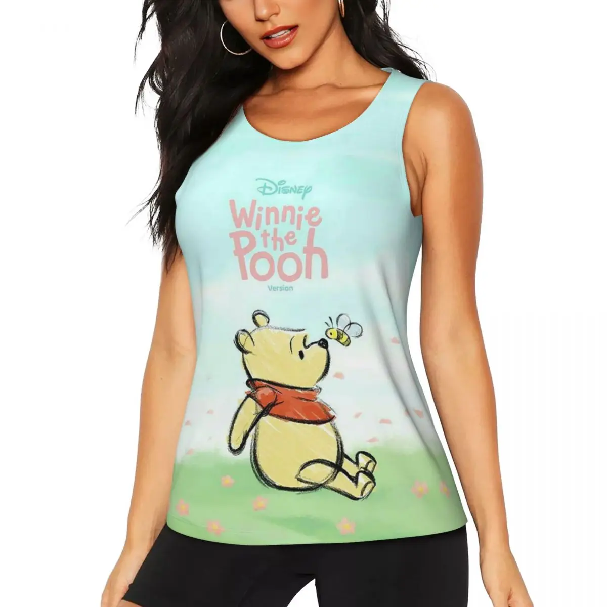 

Custom Winnie The Pooh Cute Yoga Shirt Women Gym Workout Running Tank Tops