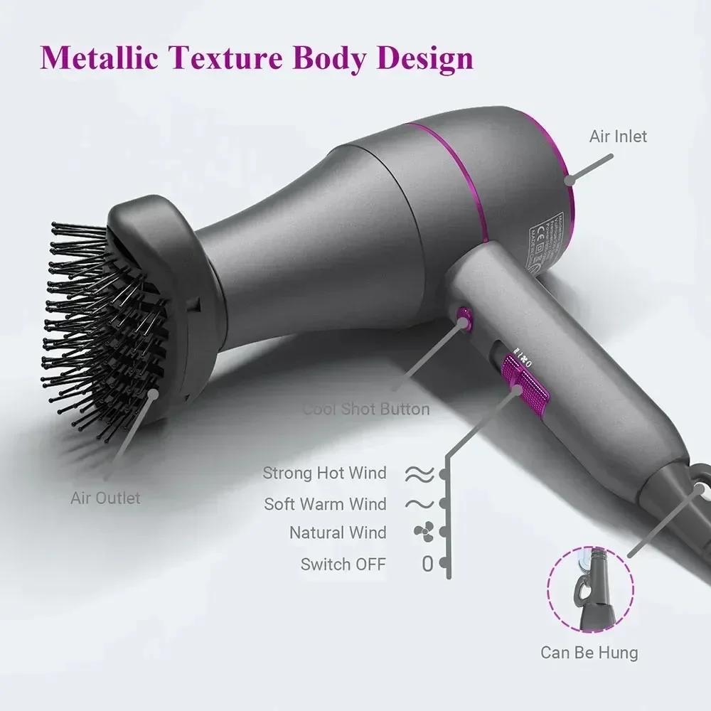 NEW Professional Hair Dryer Powerful Hair Care Strong 1800W  Wind Blower Constant Temperature Collecting  Air Comb Nozzle Gear