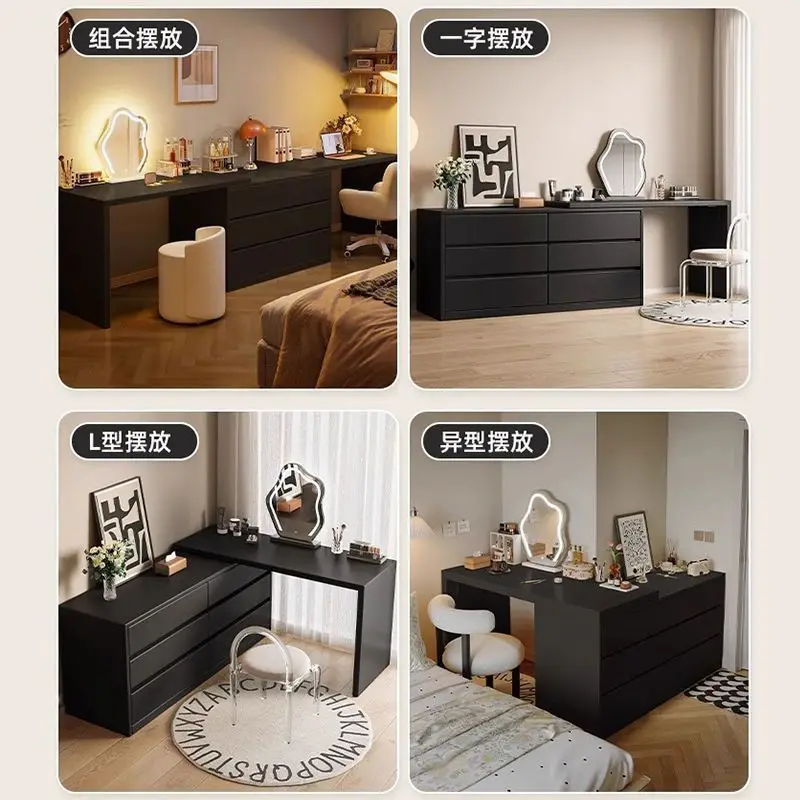 New solid wood dresser bedroom bed makeup table bucket integrated
