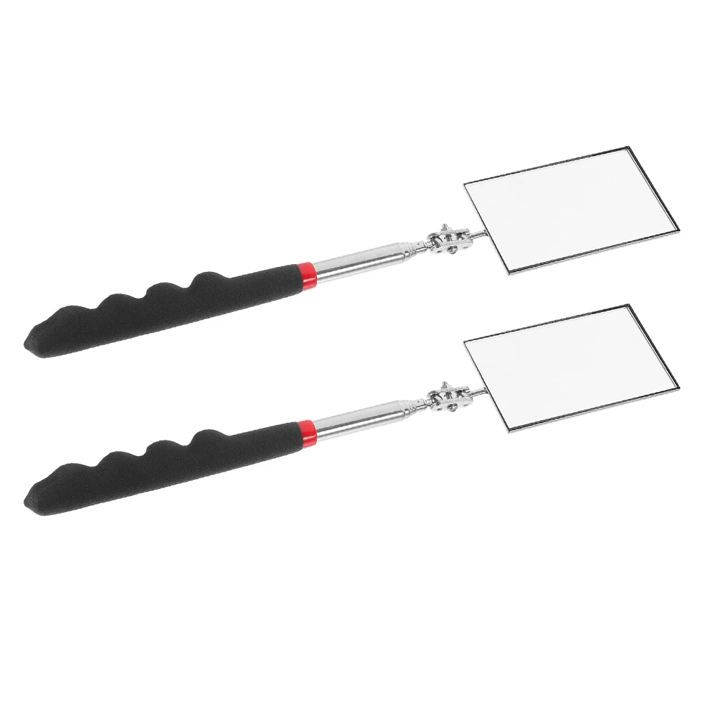 

2 Pcs Retractable Telescopic Inspection Mirror Work Stainless Steel Extendable Auto