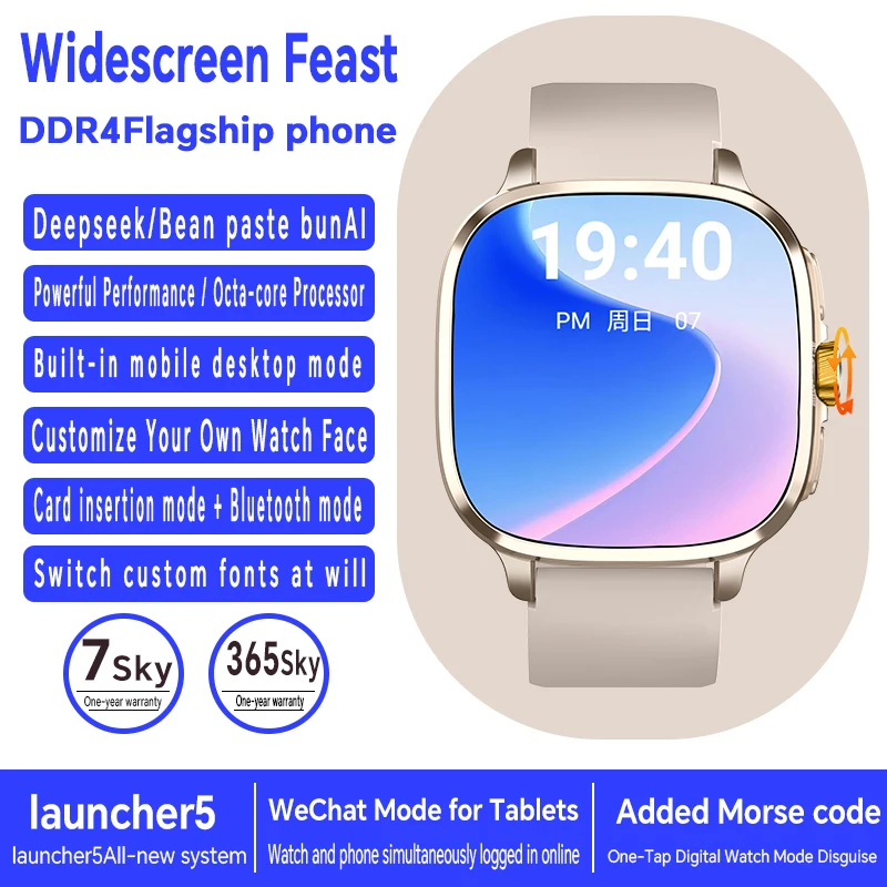 S99 5G Full Netcom Smartwatch Android 13.0 2.4 Inch AMOLED Screen 900W Rotating Camera GPS WiFi NFC Compass Smart Watch for Men