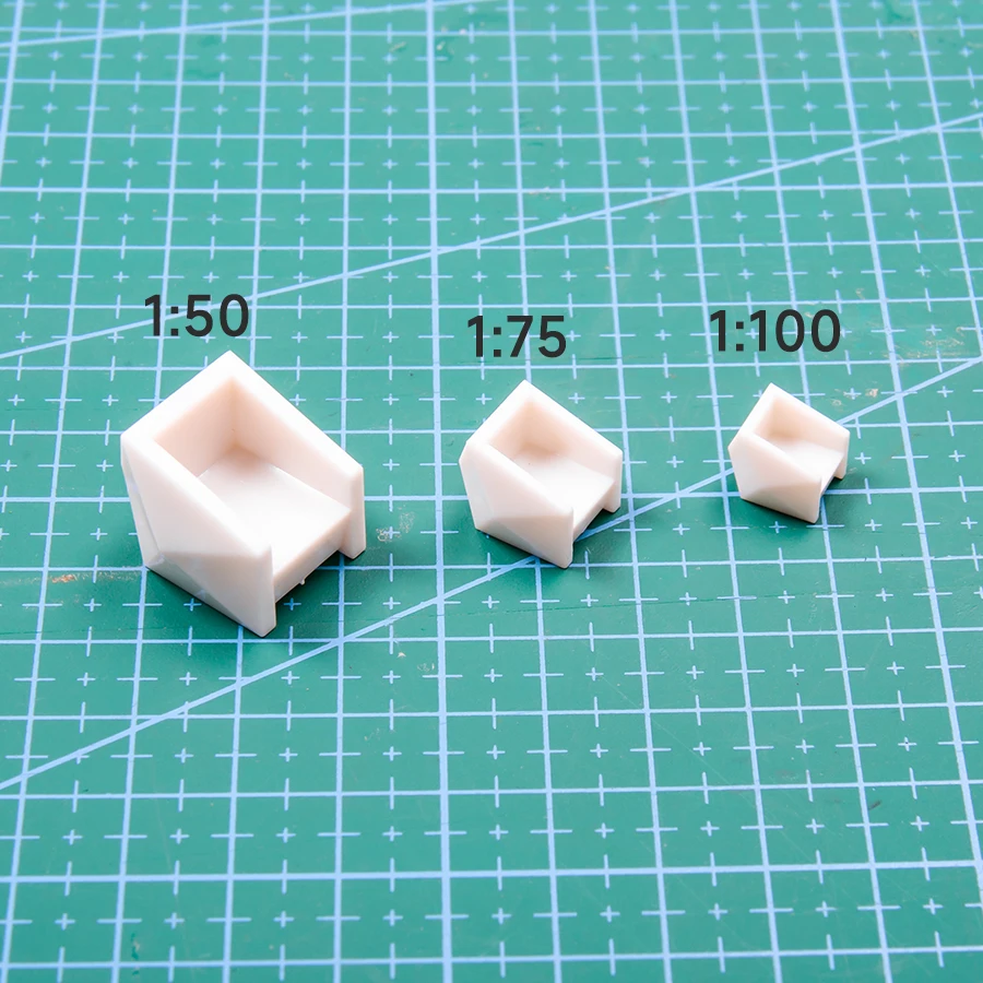 2Sets Miniature White Table Chairs Set Model Scale 1/50 1/75 1/100 Indoor Scene Materials Diy Micro Landscape Layout Diorama Kit