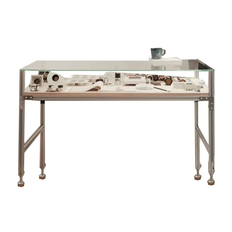 Aluminum profile computer desk Nordic glass desk light luxury modern simple design writing desk metal manicure dressing table
