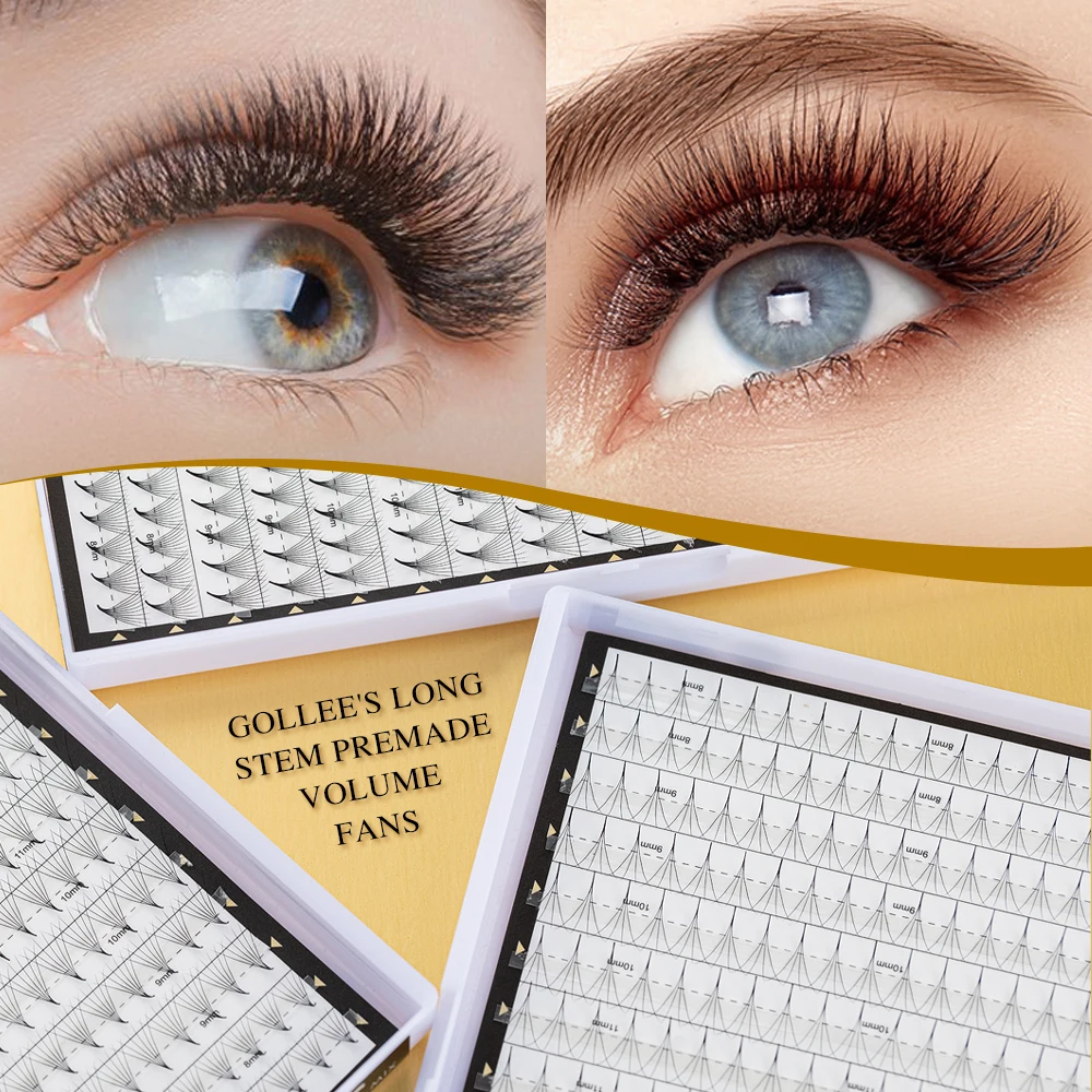Gollee 4D 6D 10D  Sharp Narrow Stem Premade Fans Eyelash Extension Cils Bouquet Prefaits Promade Lash 280 Thin Pointy Base Lash