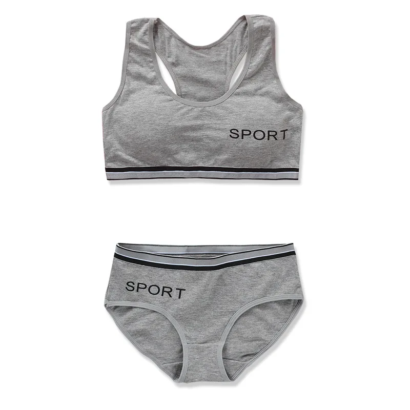 Teens Girls Sports Bra Puberty Gym Underwear Wireless Teenager Training Bra Set