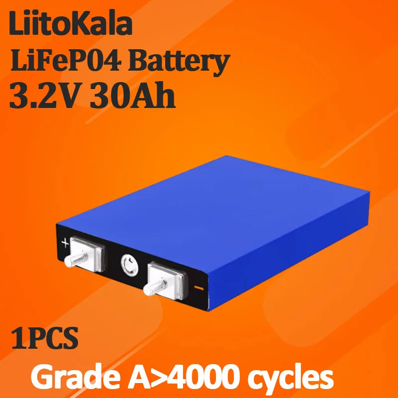 1PCS LiitoKala LiFePo4 3.2V 30AH 5C battery lithium bateria for diy 12V lifepo4 e-bike e scooter wheel chair AGV car Golf carts