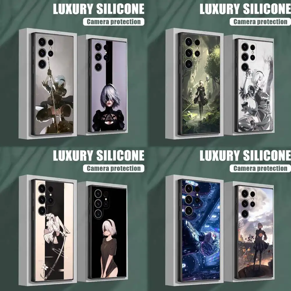 

N-NieR A-Automata 2B Phone Case For Samsung S25,S24,S23,S22,S21,S20,S10,Ultra,Plus,Lite,FE,Soft Silicone Black Cover