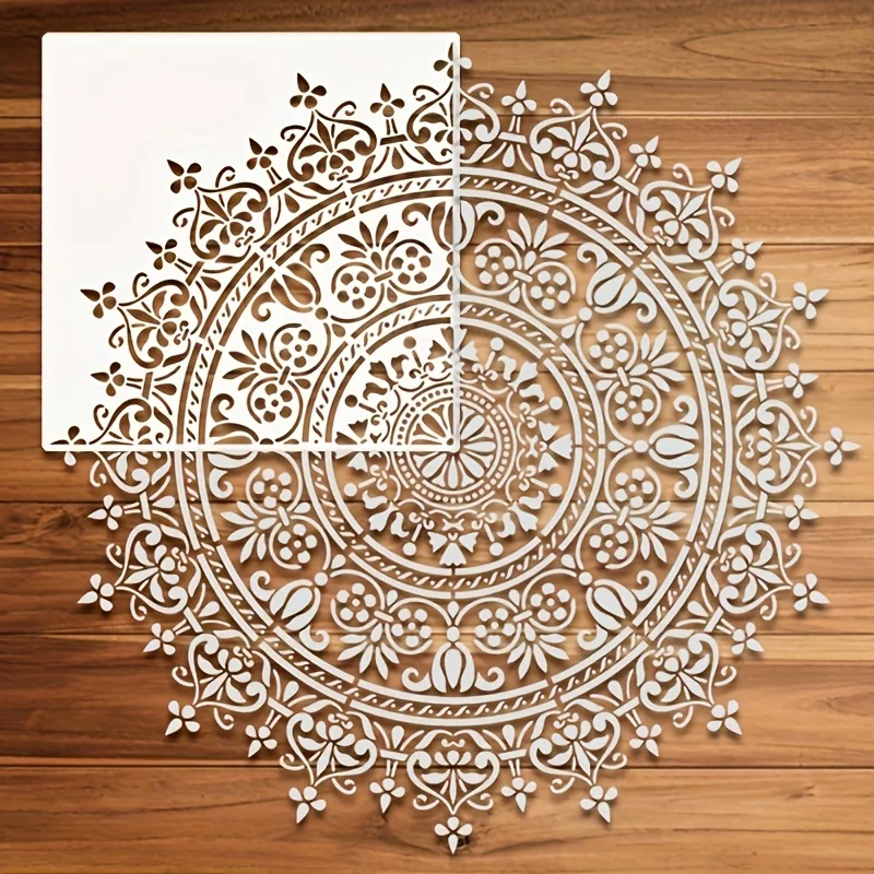 30 * 30 cm große DIY-Handwerks-Mandala-Form zum Malen von Schablonen, gestempeltes Fotoalbum, geprägte Papierkarte auf Holz, Stoffwandschablone