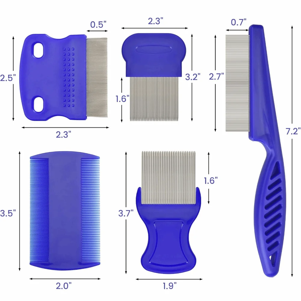 6Pcs/Set ABS Flea Comb Set Fine-tooth Quick Results Lice Comb Kit Dandruff Removal Comb For Small, Medium & Large Pets view 6