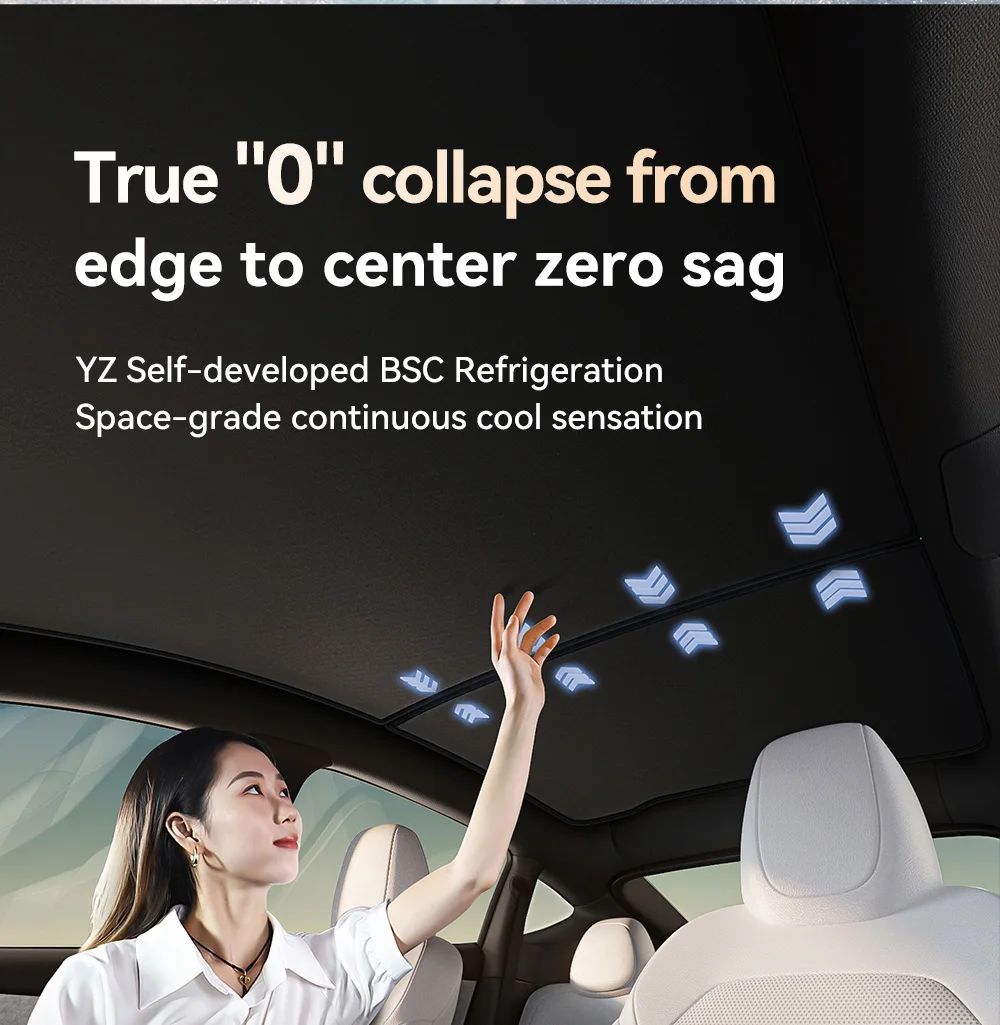 YZ Für Tesla Model YL Graphene Black Sky Screen Sonnenschutz Wabenförmiger Dachfenster-Magnetschutzpanel – Detail 15