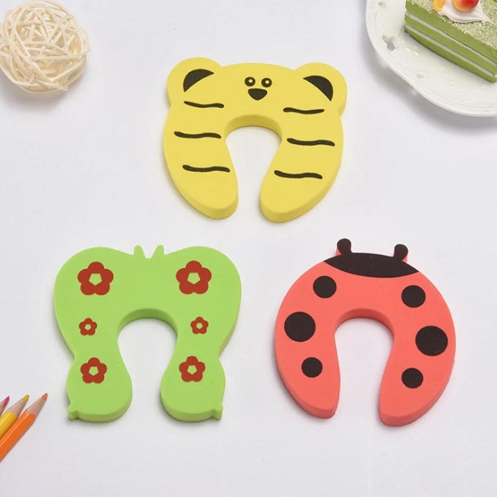 10pcs Door Stopper Shield Cartoon Resistant Non Scratching Safe Finger Protector (50pcs Red Ladybug + 5pcs Yellow Bear)