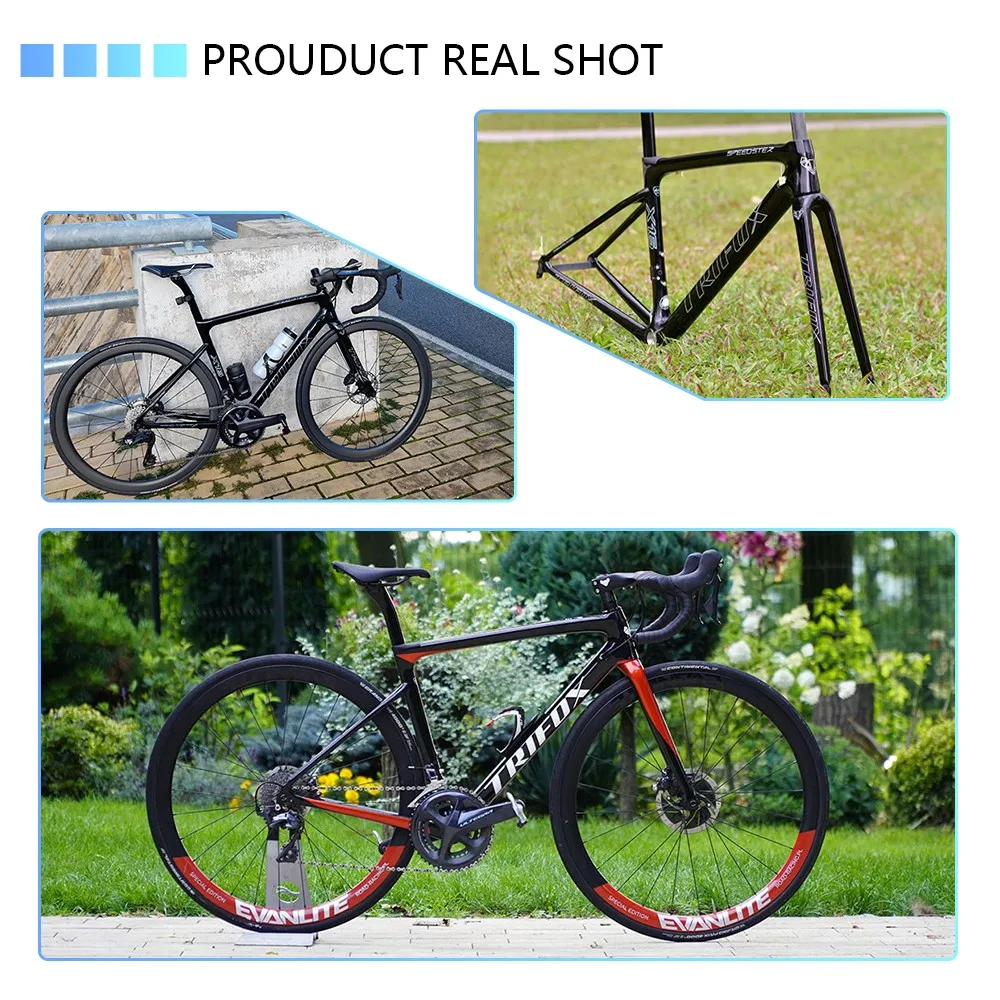 TRIFOX X16 Ultralight Carbon Road Bike Frame Racing Bicycle Frameset Disc Brake 142*12 Thru Axle 44 / 49 / 52 / 54 / 56 / 58cm