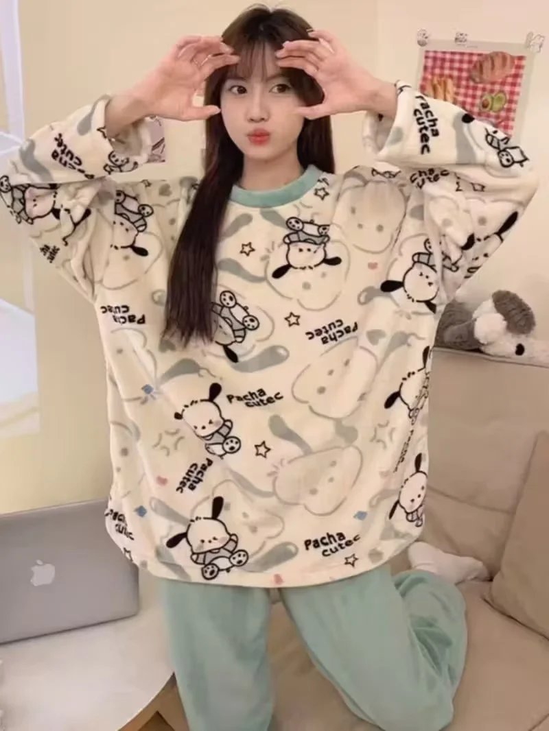 

Sanrio Hello Kitty и желейный живот, собака, милая теплая одежда для взрослых и детей, семейный комплект, осенне-зимний флисовый пижамный комплект