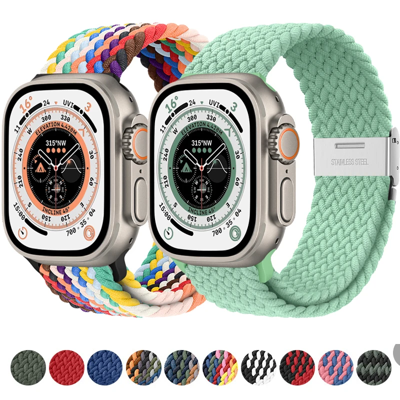 Strap for Apple Watch Ultra Band 49mm 44mm 40mm 42mm Nylon Braided Solo Loop Bracelet IWatch Series 8 7 6 SE 5 4 45mm 41mm 38mm