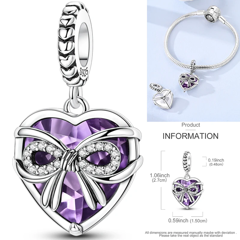 2026 Neuer 925 Sterling Silber Schleifen-Charm Herz Keltischer Knoten Perlen-Anhänger Passend für Europäische Armbänder DIY Damen Schmuck Geschenk – Detail 30