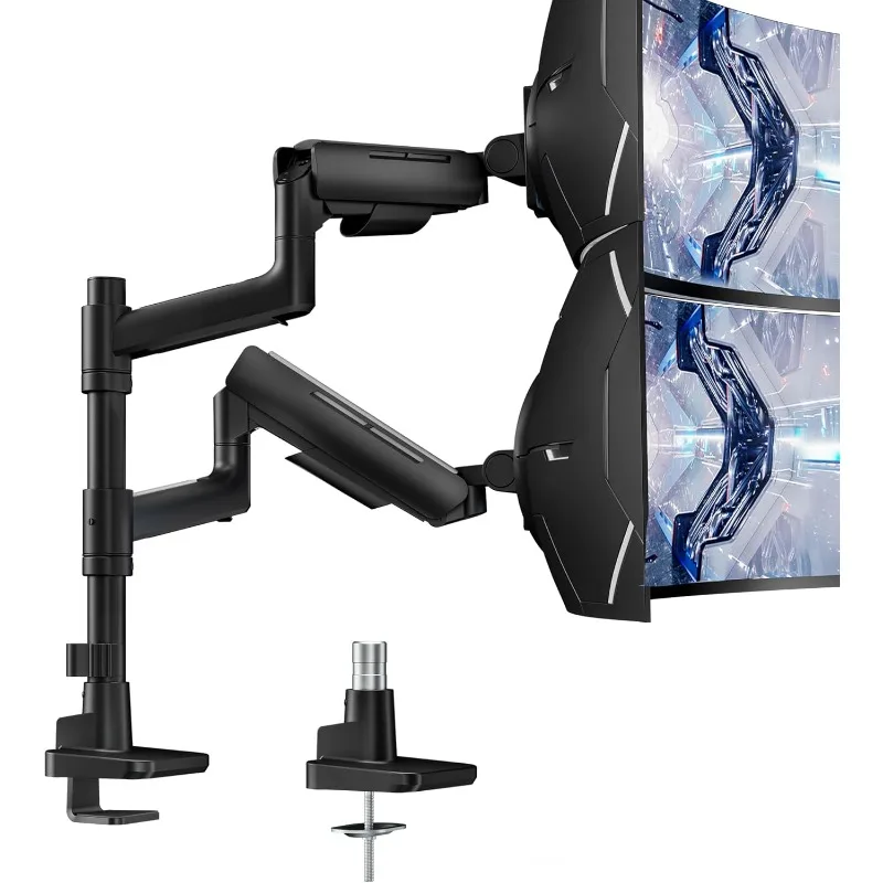 

Dual Monitor Mount Vertical for 17-49 Inch Ultrawide Heavy Duty Curved Screen Stacking, Computer Arm Compatible