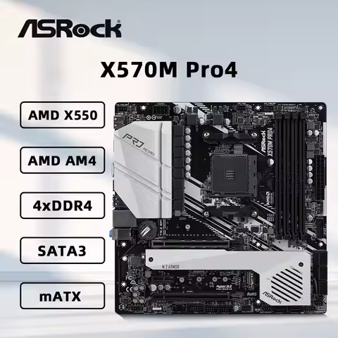 ASRock X570M Pro4 Motherboard AMD X570 AM4 Supports 5800X3D 5700x3D 5600G CPU 4xDDR4 4200MHz PCIe4.0 M.2 NVME mATX Mainboard