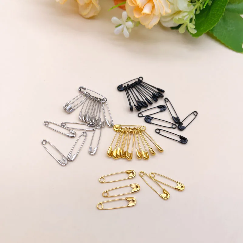 200pcs Black/Silver/Golden Accessories Safety Pins Wedding for Jewelry Making Mini Safety Pins 18mm Safety Pind Pins Pincushions