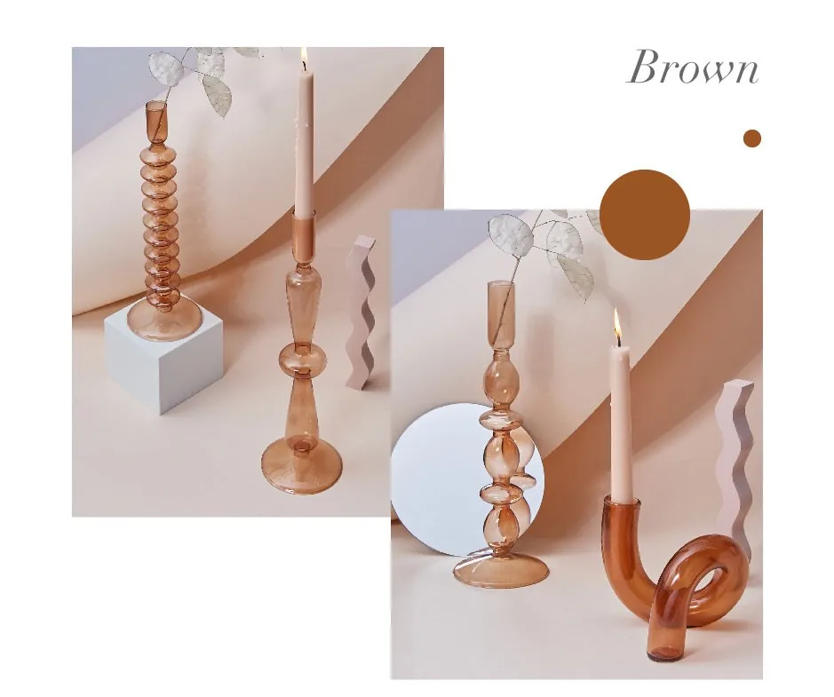 Floriddle Taper Candle Holders Glass Candlesticks for Home Wedding Table Decoration Glass Vase Table Bookshelf Candles Stand