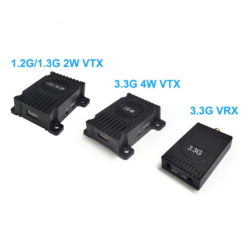 

1.2G/1.3G 2W VTX with MMCX Antenna 9CH / 3.3G 4W VTX/VRX FPV Video Transmitter 8CH PAL/NTSC Audio Transmitter for FPV RC Drone