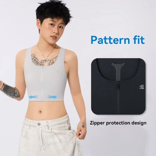 Imagen 2 del producto Sujetador con cremallera en el pecho, sujetador súper plano, sensación fresca, sin traza, transpirable