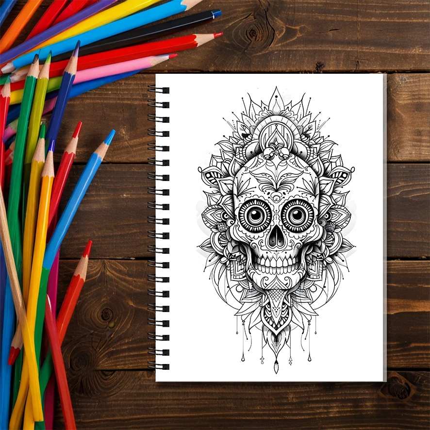 Adult Skull Coloring Book 8.3x11.2 inches 22 Pages Stress Relieving Creative Art