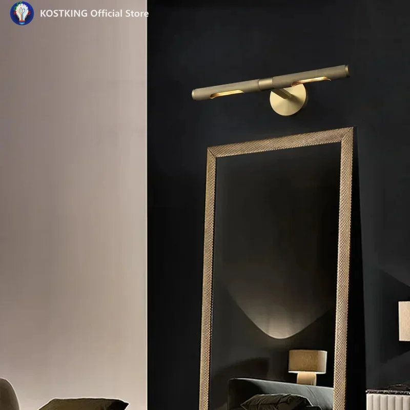 Modern Brass Dresser Mural Mirror Front Lamp Bathroom Washstand Porch Restroom Wall Lamp Restaurant Front Desk Picture Light