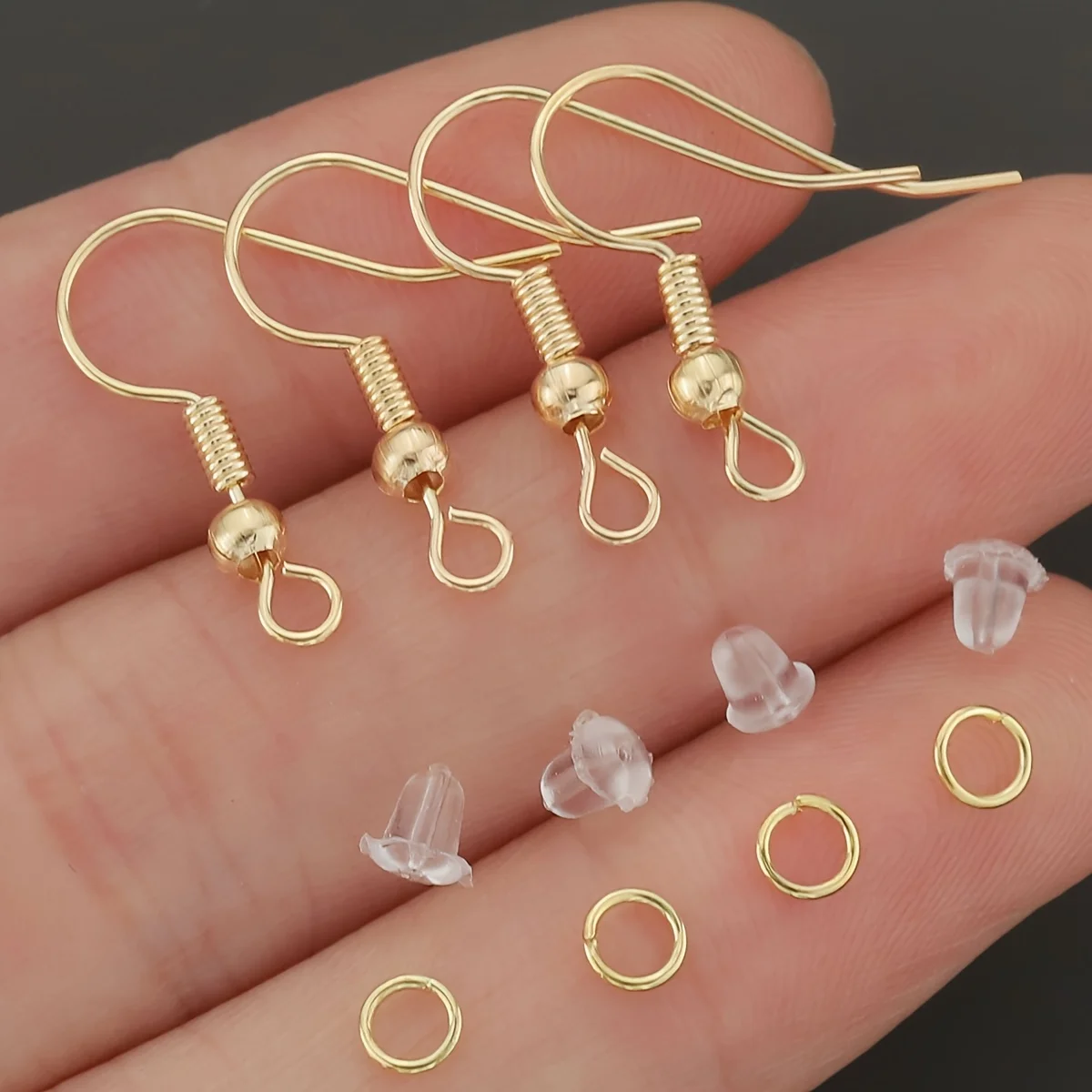 600pcs/1 Box Includes 100pcs Fish Hook Earrings, 200pcs Silicone Ear Backs, and 300pcs Jump Rings, DIY Jewelry Making Set