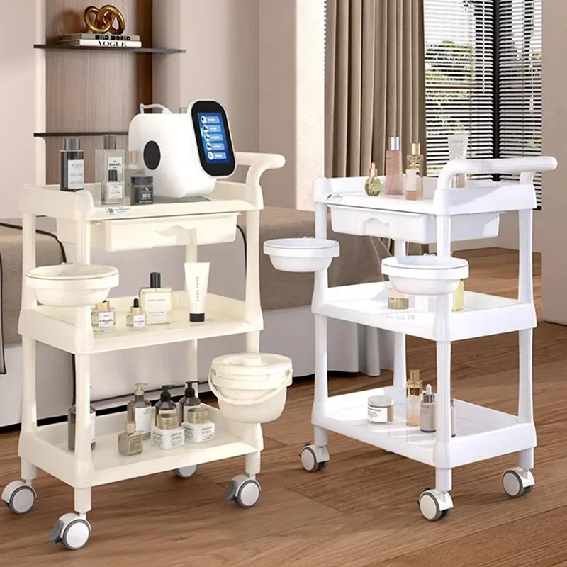 Italian Style Storable Beauty Salon Salon Trolley Multifunctional Barber Shop Salon Trolley Designer Furniture Salonvogn HBSC