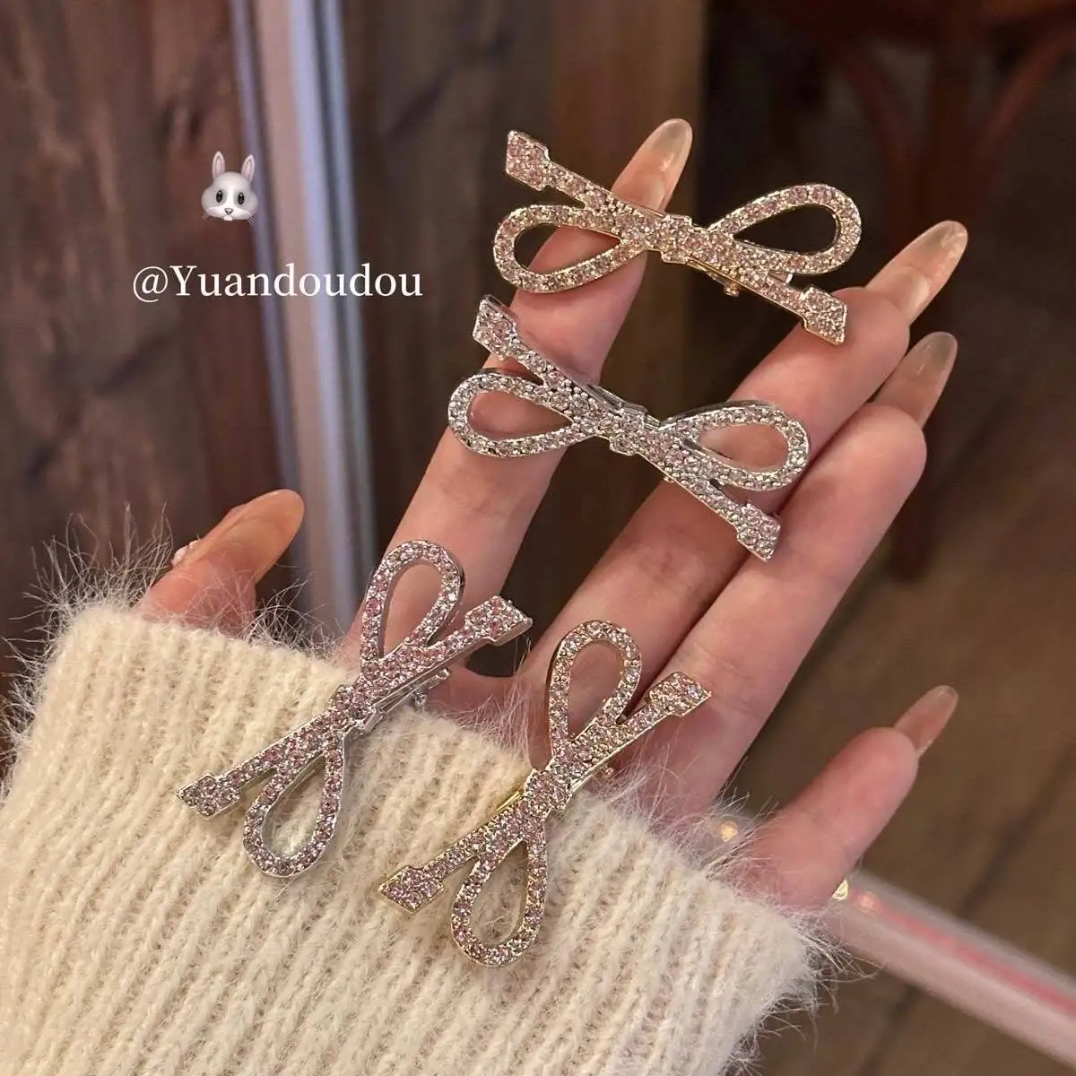 2Pcs Elegant Bow Knot Rhinestone Hair Clips Sparkling Crystal Hair Barrettes for Women Daily Wear Hair Accessories