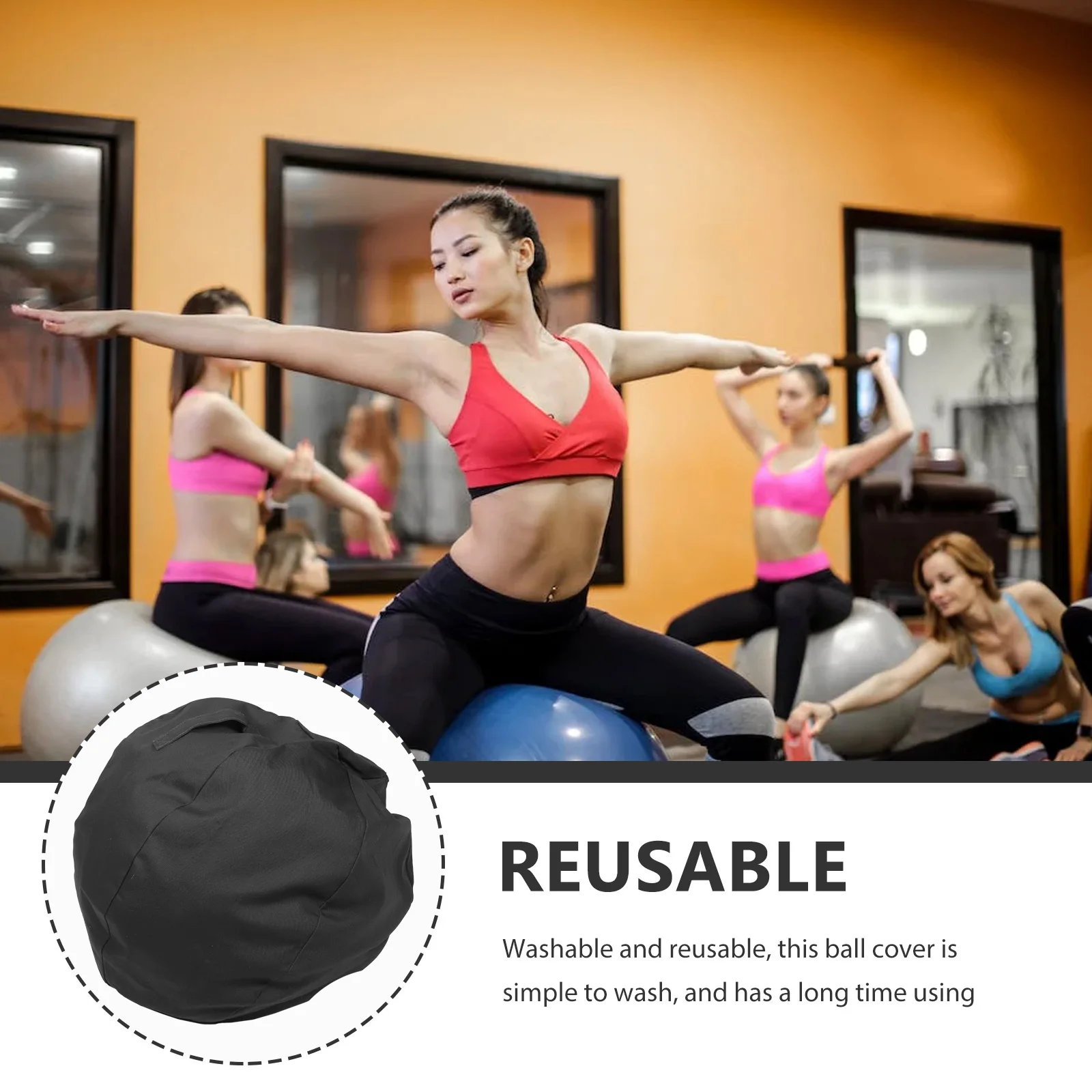 غطاء كرة اليوغا قطني مقاوم للاهتراء وغير قابل للانزلاق وقابل للغسل وقابل لإعادة الاستخدام وخفيف الوزن للتمرين المنزلي وكرة التمارين الرياضية واللياقة البدنية