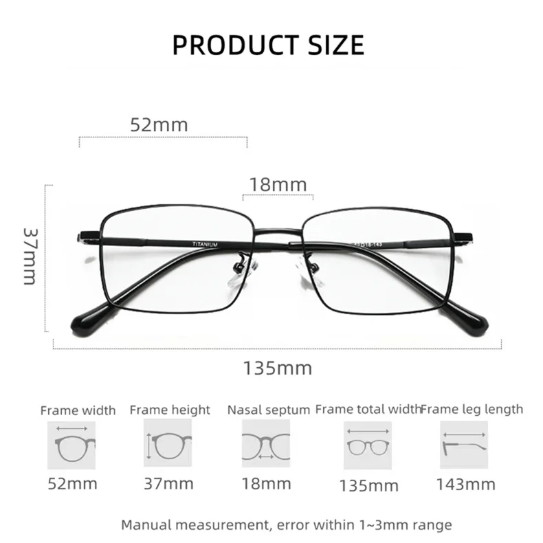 2025 Neue hochwertige Titanlegierung mit goldenem quadratischem Rahmen, Anti-Blaulicht-Lesebrille für Mann und Frau, modische Brille – Detail 6