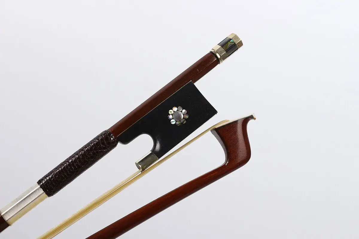 4/4 Full Size Violin Bow Brazilwood Stick Ebony Frog Natural Bow Hair Inlay Nice Inlay Upright Well Balance High Quality