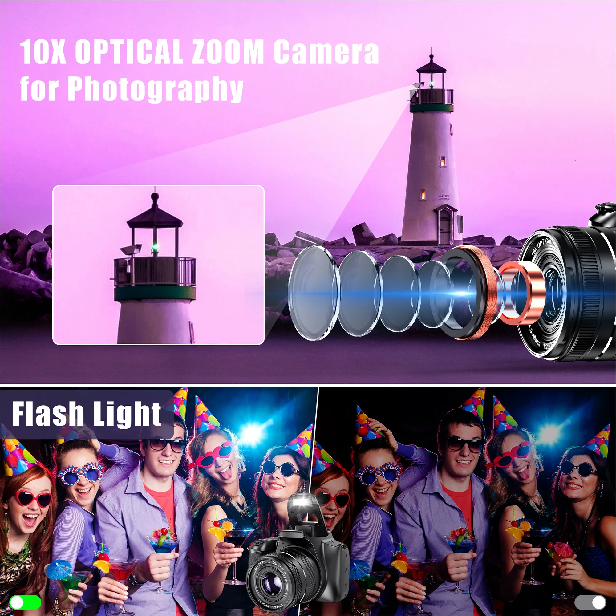 10X Optical Zoom Camera 64MP Digital DSLR Camera for Photography 4K HD Youtube Video Vlog Camcorder Auto Focus Webcam SLR Camera - Image 5