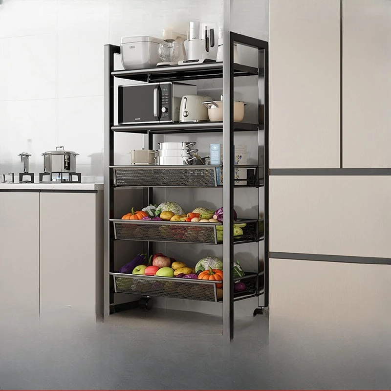 Multifunctional Kitchen Trolley Microwave Oven Storage Rack Rolling Organizer Cart Portable Wheels Muebles De Cocina Furniture
