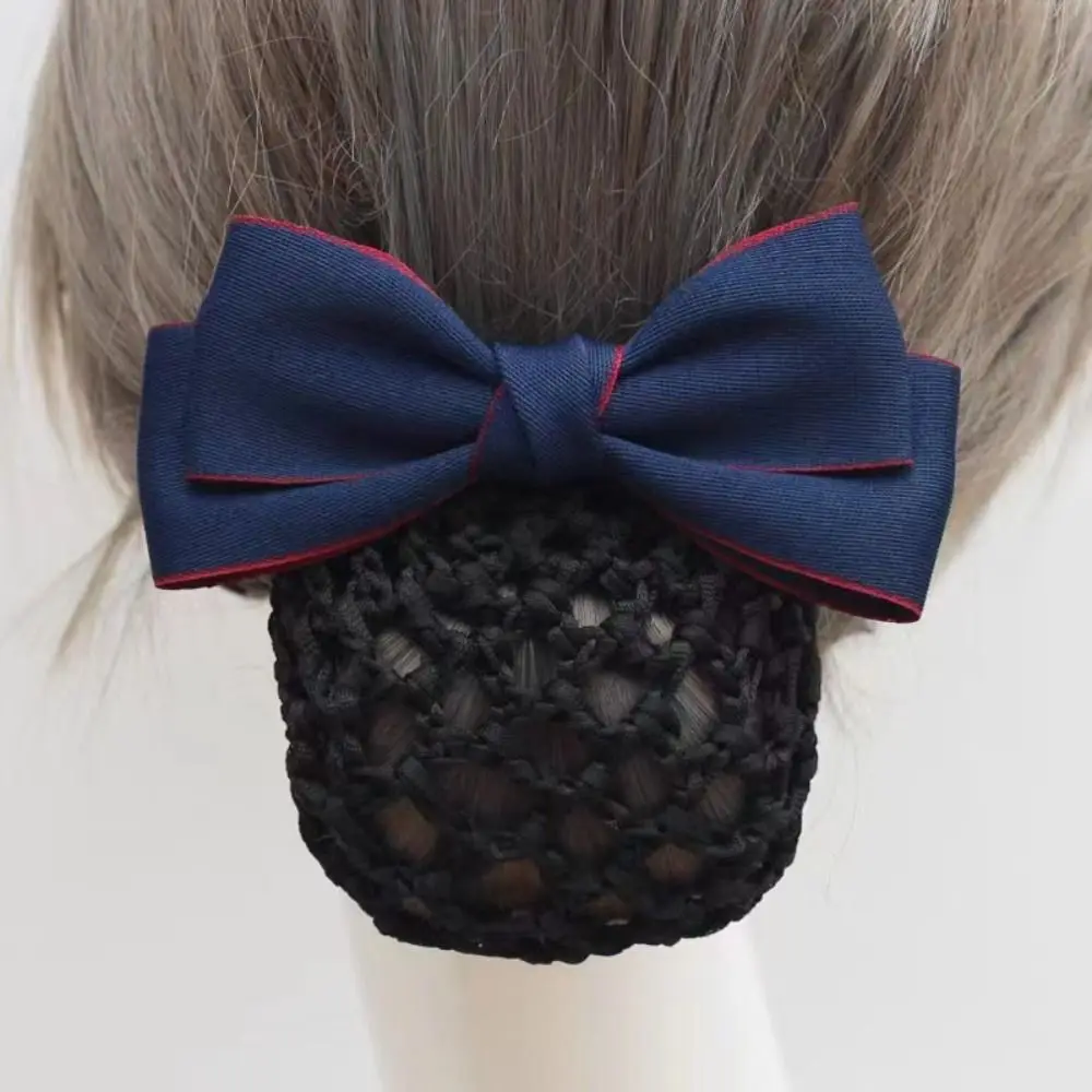 

Vintage Ribbon Bowknot Spring Clip Headwear Korean Style Hair Net Cover Ponytail Clip Barrette Bun Snood Office