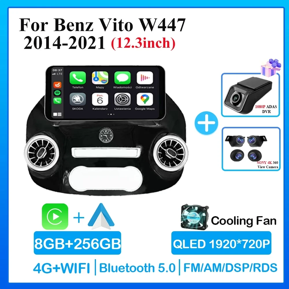 Auto Android für Mercedes Vito W447 2013-2015 13 Zoll Radio Stereo Multimedia-Player 5g WLAN GPS Navigation 2014*2022 1920 CPU BT