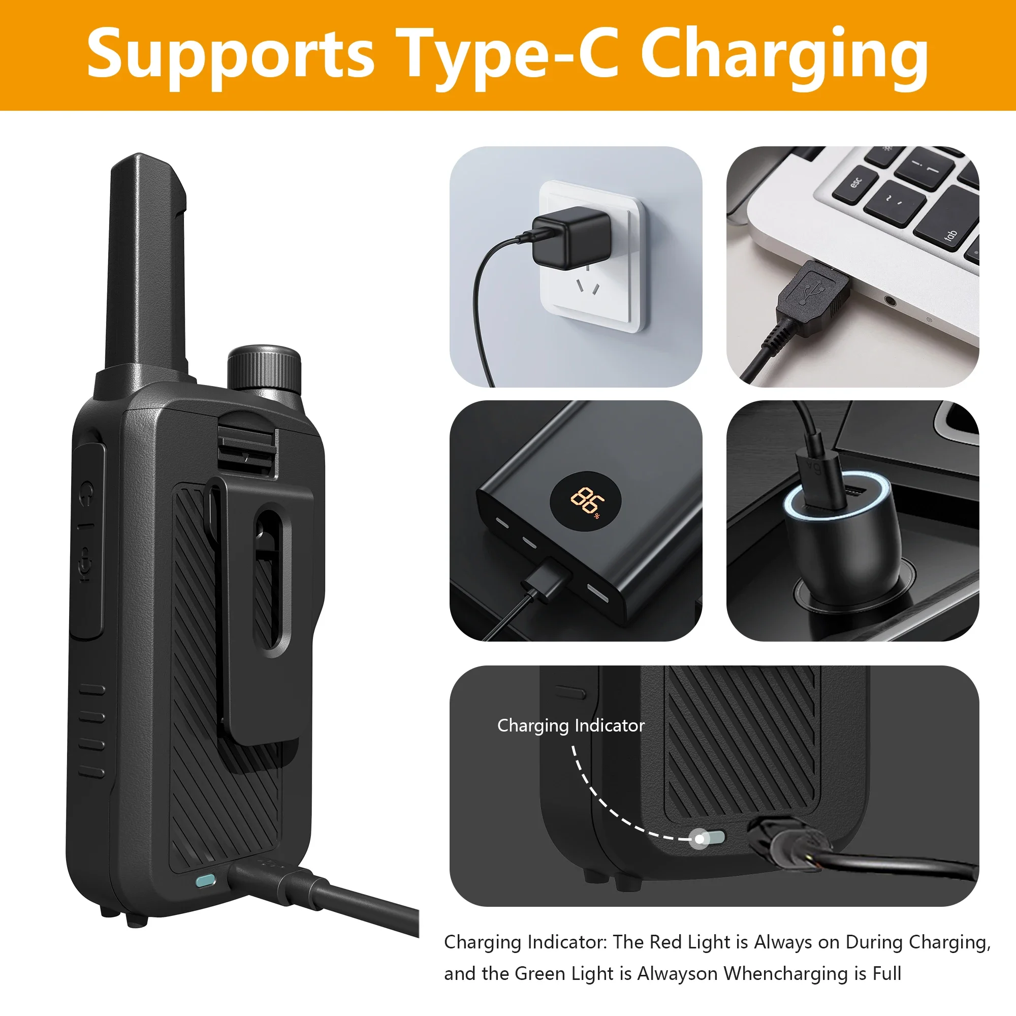 Baofeng BF-T18 جهاز اتصال لاسلكي صغير PMR446 طويل المدى قابل لإعادة الشحن 446 ميجا هرتز دعم نوع-C مصباح يدوي 16CH للتخييم راديو اتجاهين